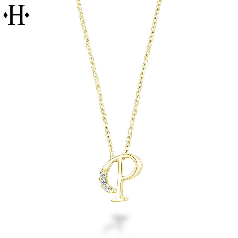 10kt Natural Diamond Initial Pendants