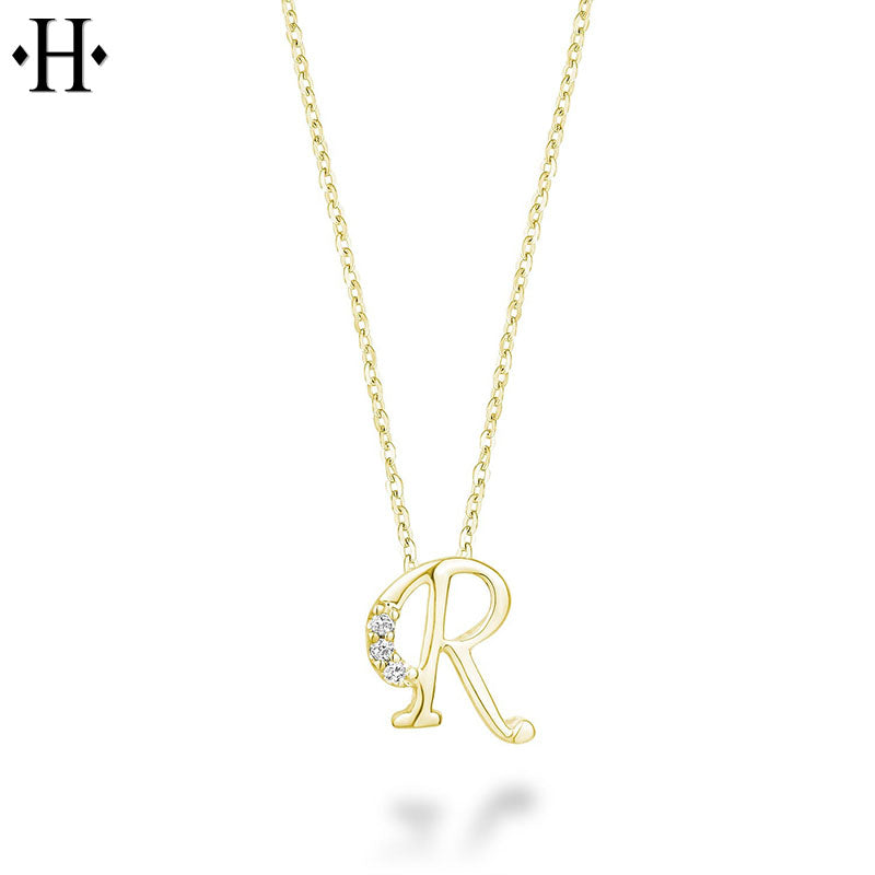 10kt Natural Diamond Initial Pendants