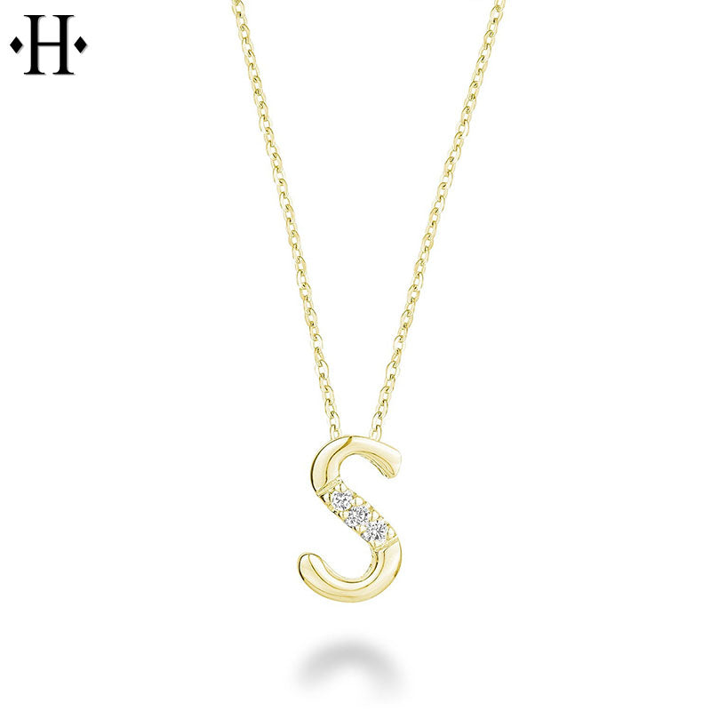 10kt Natural Diamond Initial Pendants