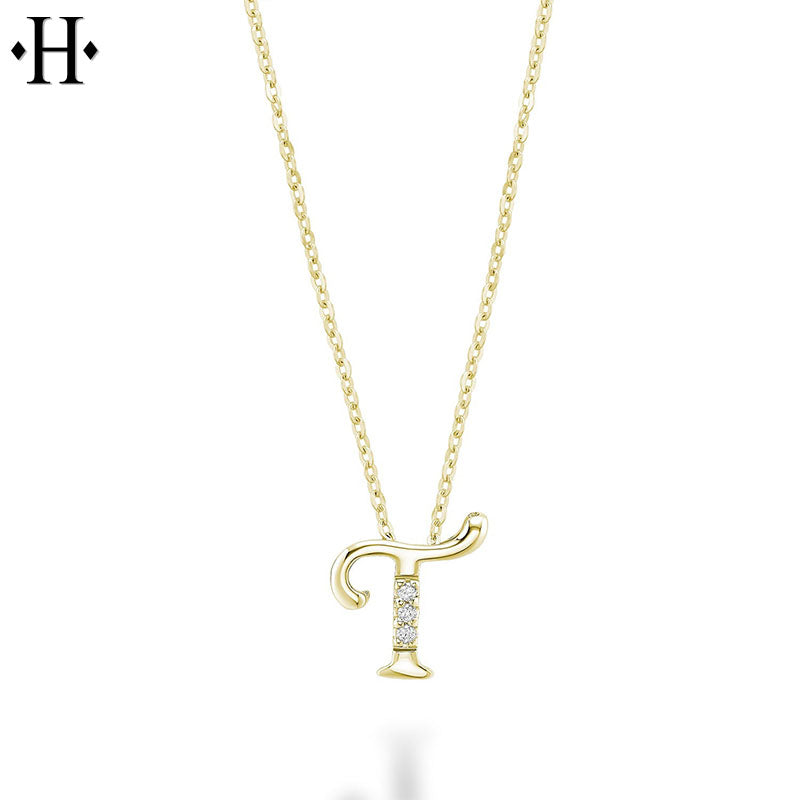 10kt Natural Diamond Initial Pendants