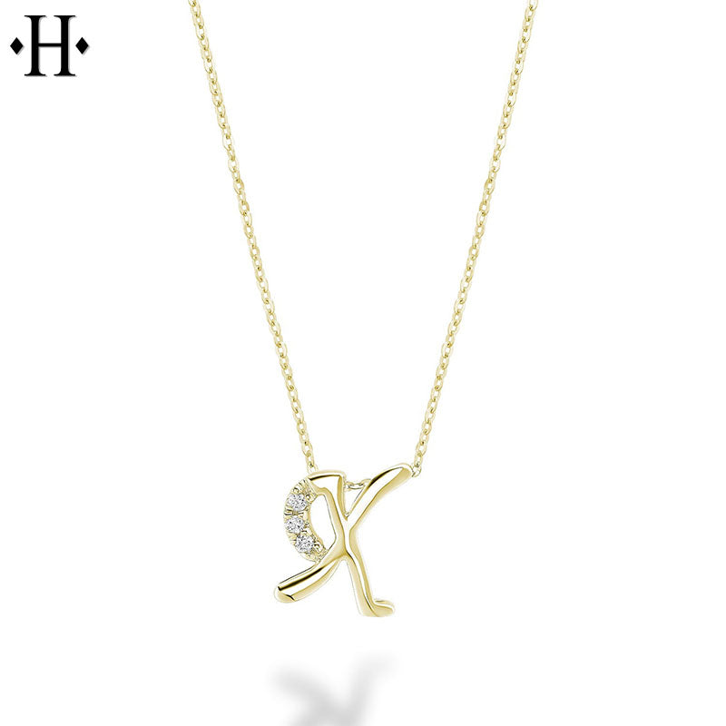 10kt Natural Diamond Initial Pendants