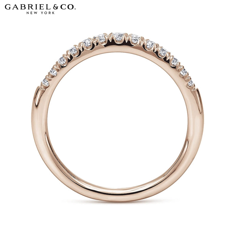 0.25ctw Natural Diamond French U-Pavé Curved Ring 1.8mm