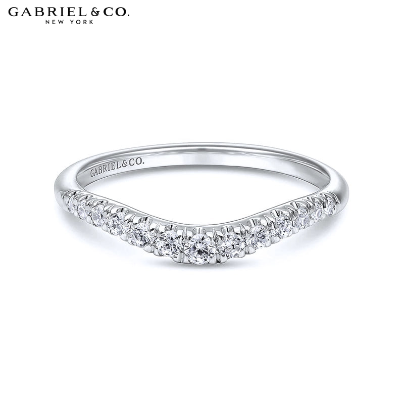0.25ctw Natural Diamond French U-Pavé Curved Ring 1.8mm