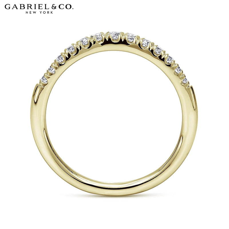 0.25ctw Natural Diamond French U-Pavé Curved Ring 1.8mm