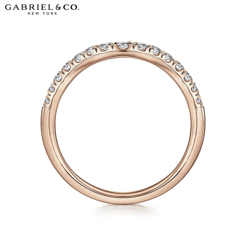 0.25ctw Natural Diamond French U-Pavé Curved Ring 2.0mm