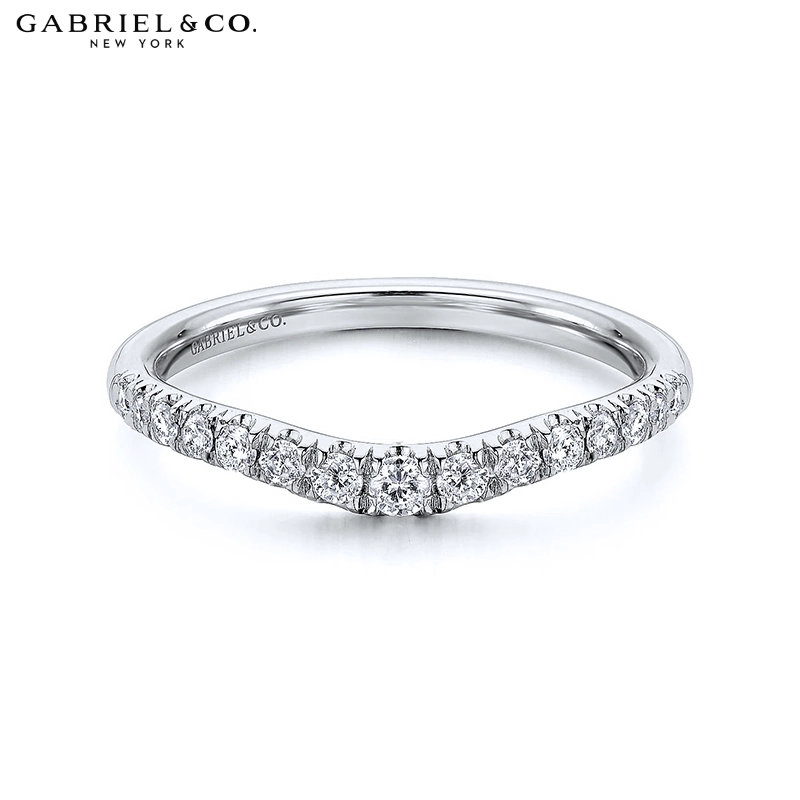 0.25ctw Natural Diamond French U-Pavé Curved Ring 2.0mm