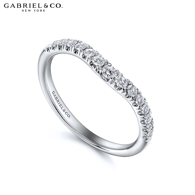0.25ctw Natural Diamond French U-Pavé Curved Ring 2.0mm