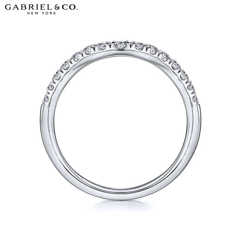 0.25ctw Natural Diamond French U-Pavé Curved Ring 2.0mm