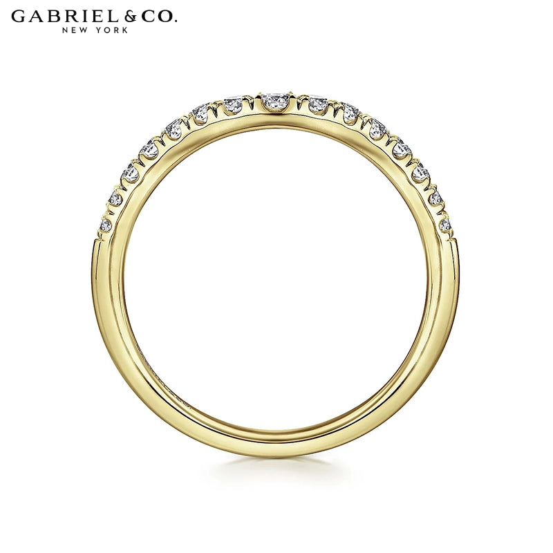 0.25ctw Natural Diamond French U-Pavé Curved Ring 2.0mm