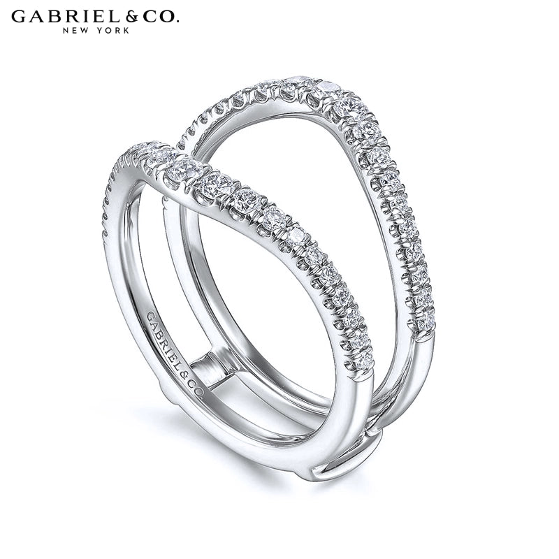 0.50ctw Natural Diamond French Pavé Curved Ring Jacket 6.0mm