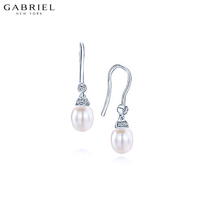 14kt Pearl & Diamond Drop Earrings