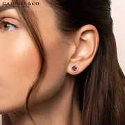 14kt Ruby & Diamond Halo Earrings