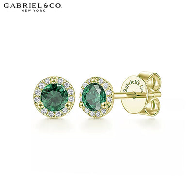 Genuine Emerald & Diamond Halo Earrings