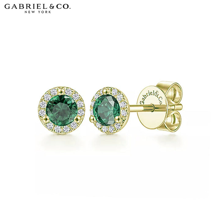 Genuine Emerald & Diamond Halo Earrings