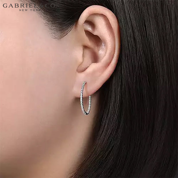 14kt French Pavé Diamond Locking Earrings 20mm