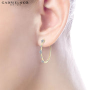 14kt Diamond Locking Hoop Earrings 20mm