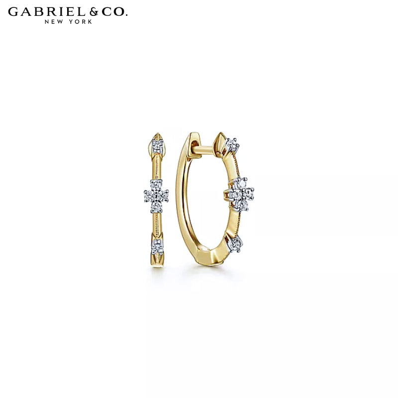 Natural Diamond Hoop Earrings 15mm