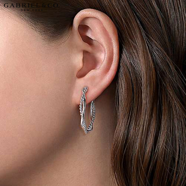 Sterling Silver Bujukan Locking Hoop Earrings 30mm