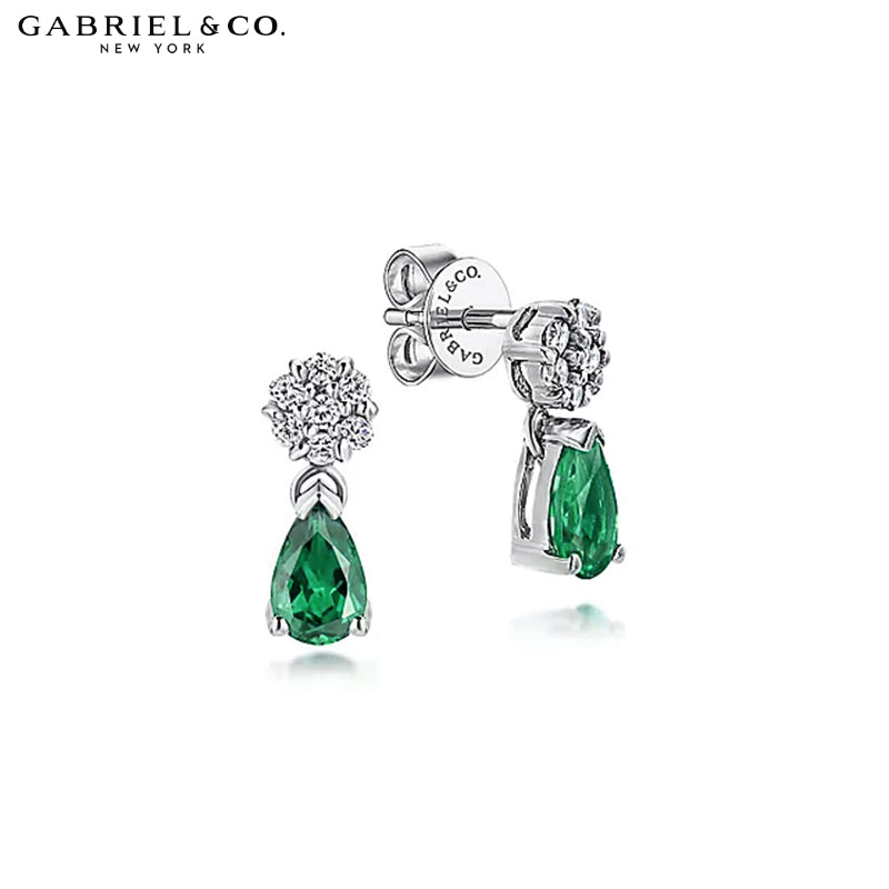 Genuine Emerald & Diamond Drop Earrings