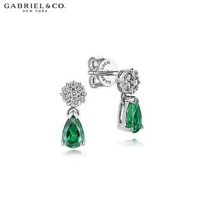 14kt Emerald & Diamond Drop Earrings