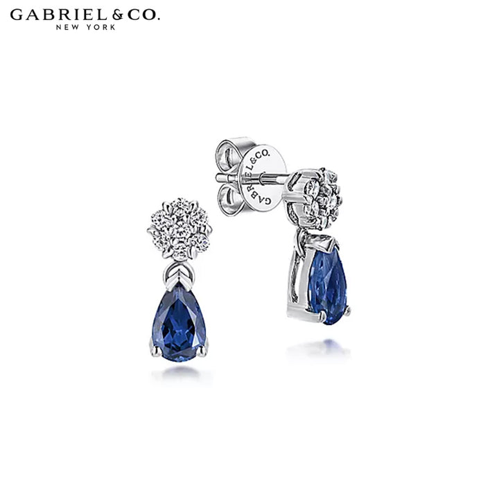 14kt Sapphire & Diamond Drop Earrings