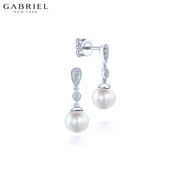 Pearl & Diamond Drop Earrings