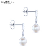 Pearl & Diamond Drop Earrings