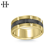 8mm Black Titanium & Solid Gold Ring