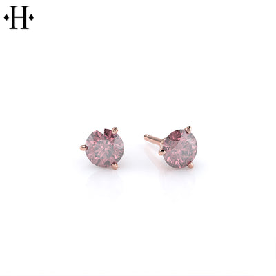 14kt 1.00ct Lab Grown Pink Diamond Martini Earrings