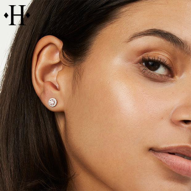 14kt 1.00cts Lab Grown Pink Diamond Halo Earring Essentials
