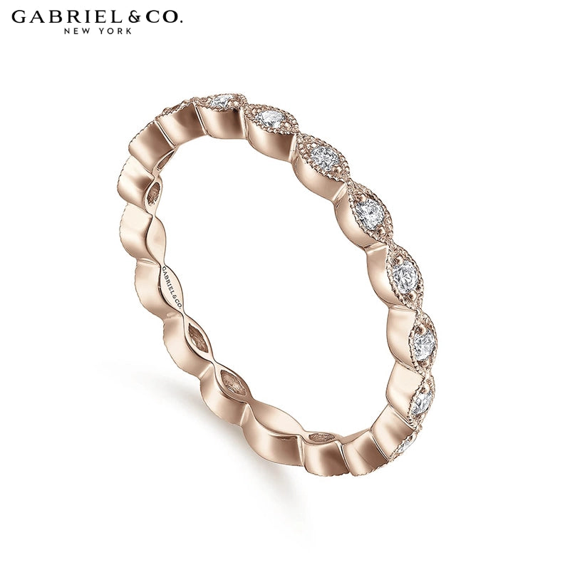 0.25ctw Natural Diamond Vintage Milgrain Ring 2.5mm