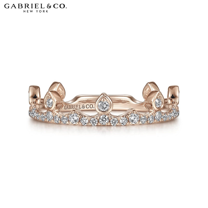 0.33ctw Natural Diamond French Pavé Crown Ring 4.1mm