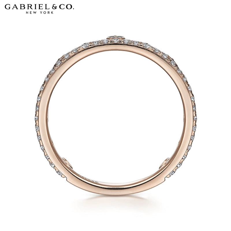 0.33ctw Natural Diamond French Pavé Crown Ring 4.1mm