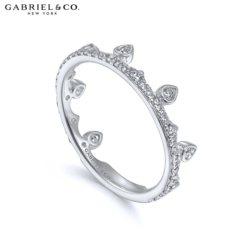 0.33ctw Natural Diamond French Pavé Crown Ring 4.1mm