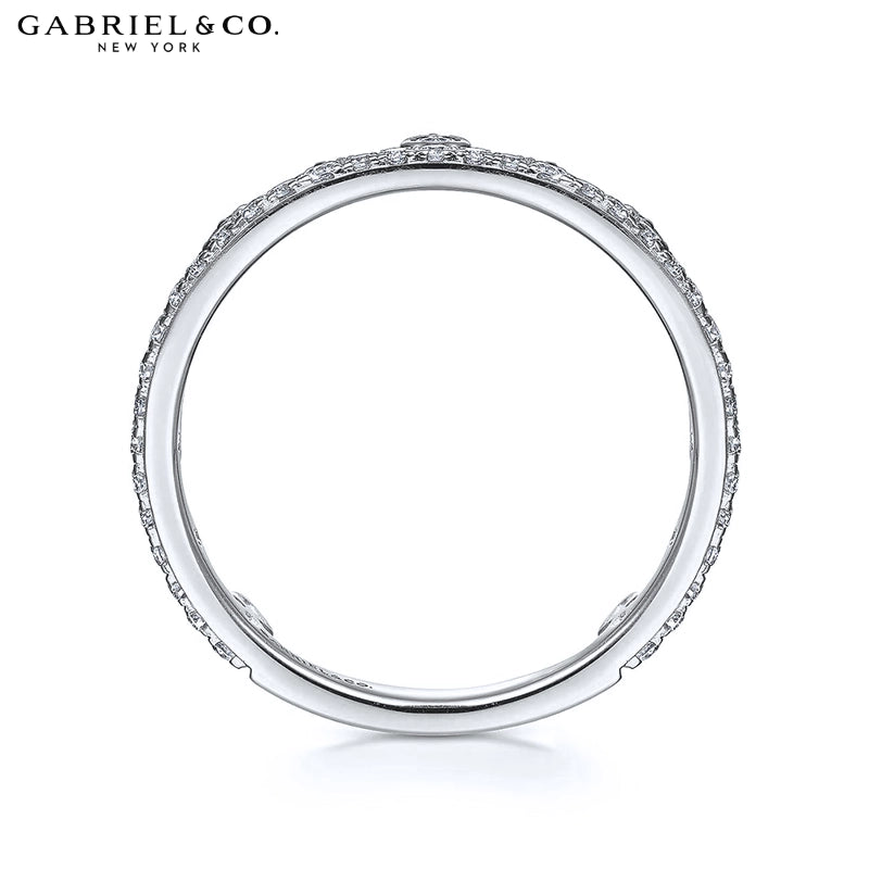 0.33ctw Natural Diamond French Pavé Crown Ring 4.1mm