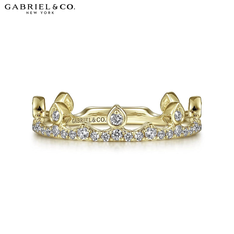0.33ctw Natural Diamond French Pavé Crown Ring 4.1mm