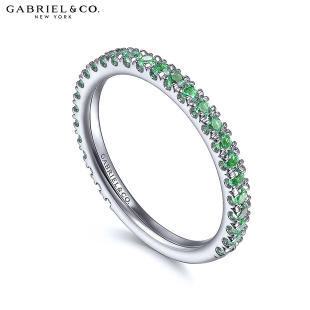 14kt French Pavé Emerald Stackable Ring