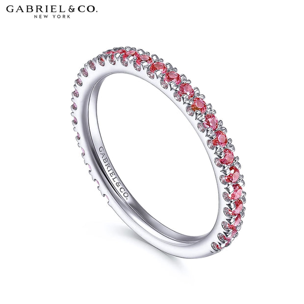 14kt French Pavé Ruby Stackable Ring