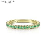 14kt French Pavé Emerald Stackable Ring