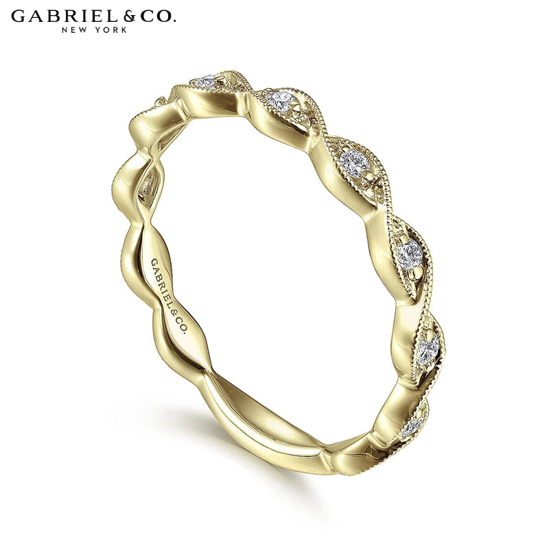 0.15ctw Natural Diamond Vintage Milgrain Ring 2.5mm