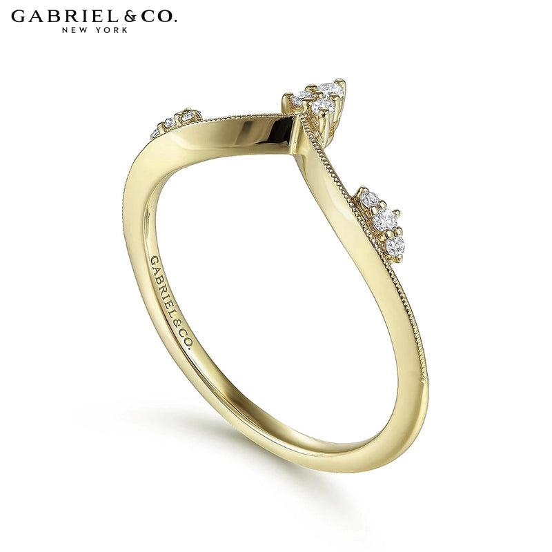 0.07ctw Natural Diamond Vintage Milgrain Chevron Ring 1.6mm