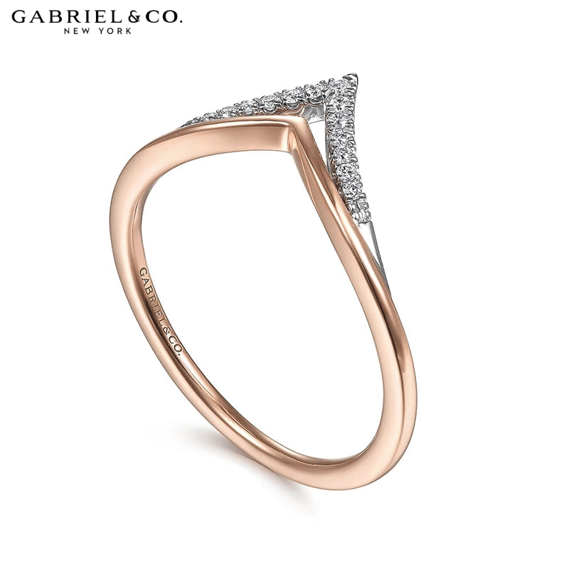 0.06ctw Natural Diamond French Pavé Chevron Ring 1.3mm