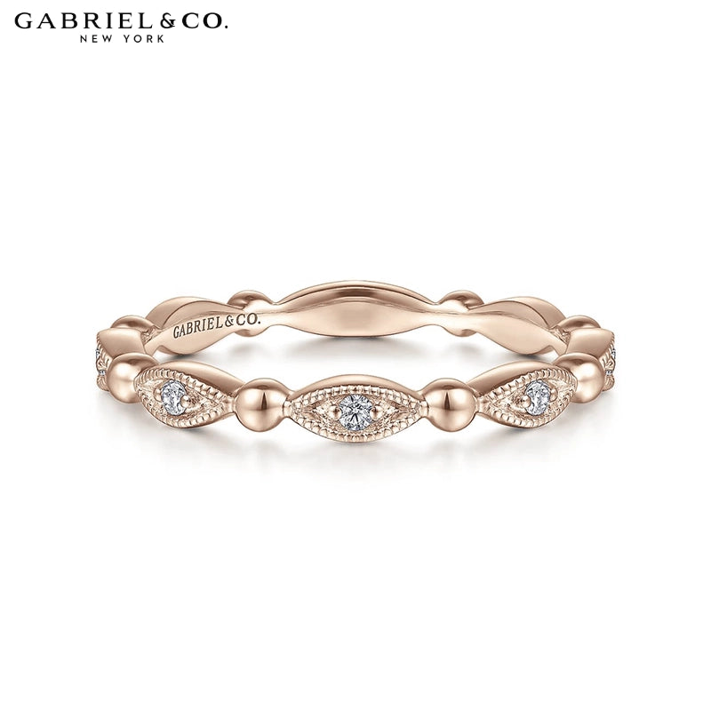 0.05ctw Natural Diamond Vintage Milgrain Ring 2.3mm