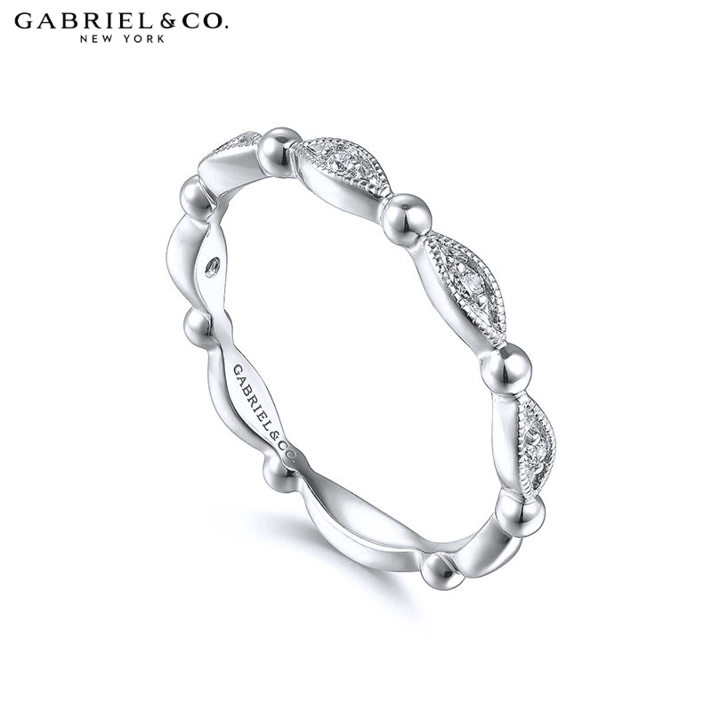 0.05ctw Natural Diamond Vintage Milgrain Ring 2.3mm