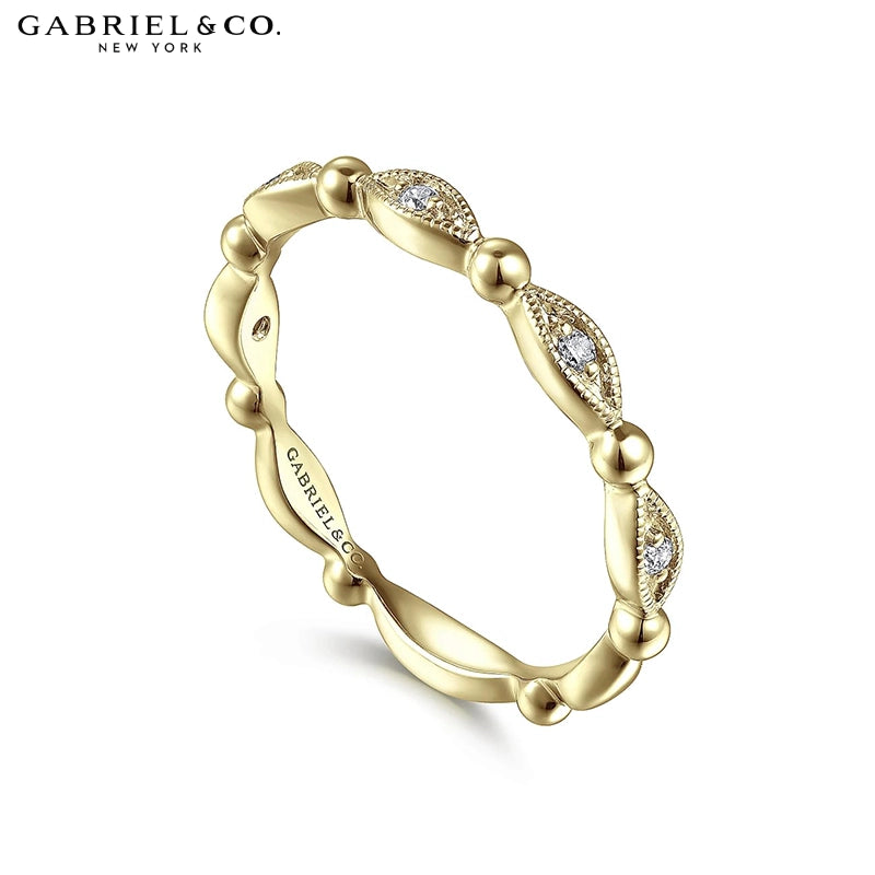 0.05ctw Natural Diamond Vintage Milgrain Ring 2.3mm