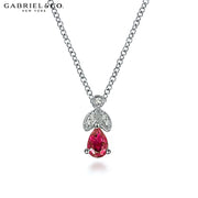 14kt Ruby & Diamond Drop Necklace