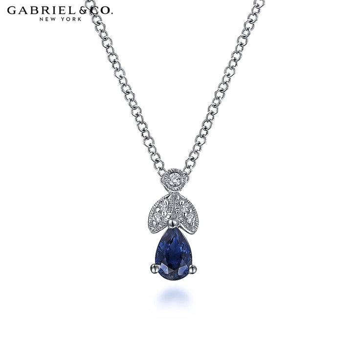 14kt Sapphire & Diamond Drop Necklace