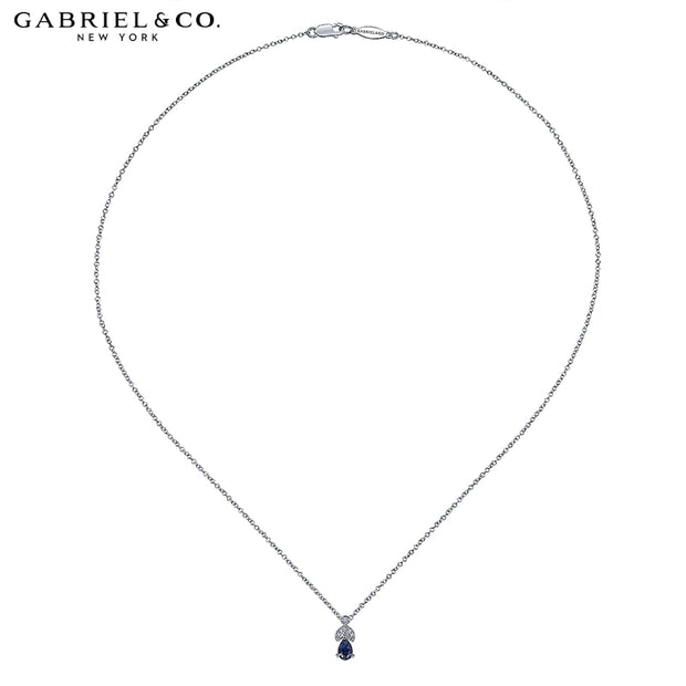 14kt Sapphire & Diamond Drop Necklace