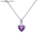 14kt Amethyst Heart & Diamonds Necklace