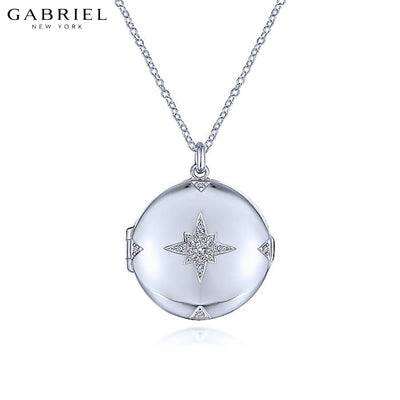 Sterling Silver White Sapphire Locket Necklace